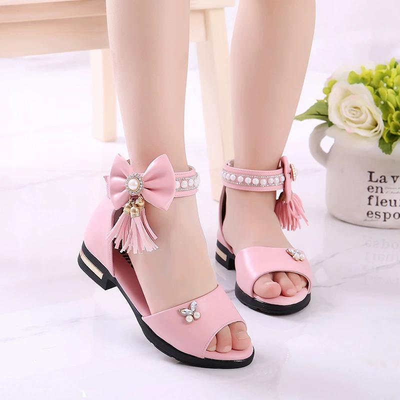 Girls Summer Velcro Comfortable Soft Bottom Sandals Middle and Big Kids Cute Beautiful Shoes
