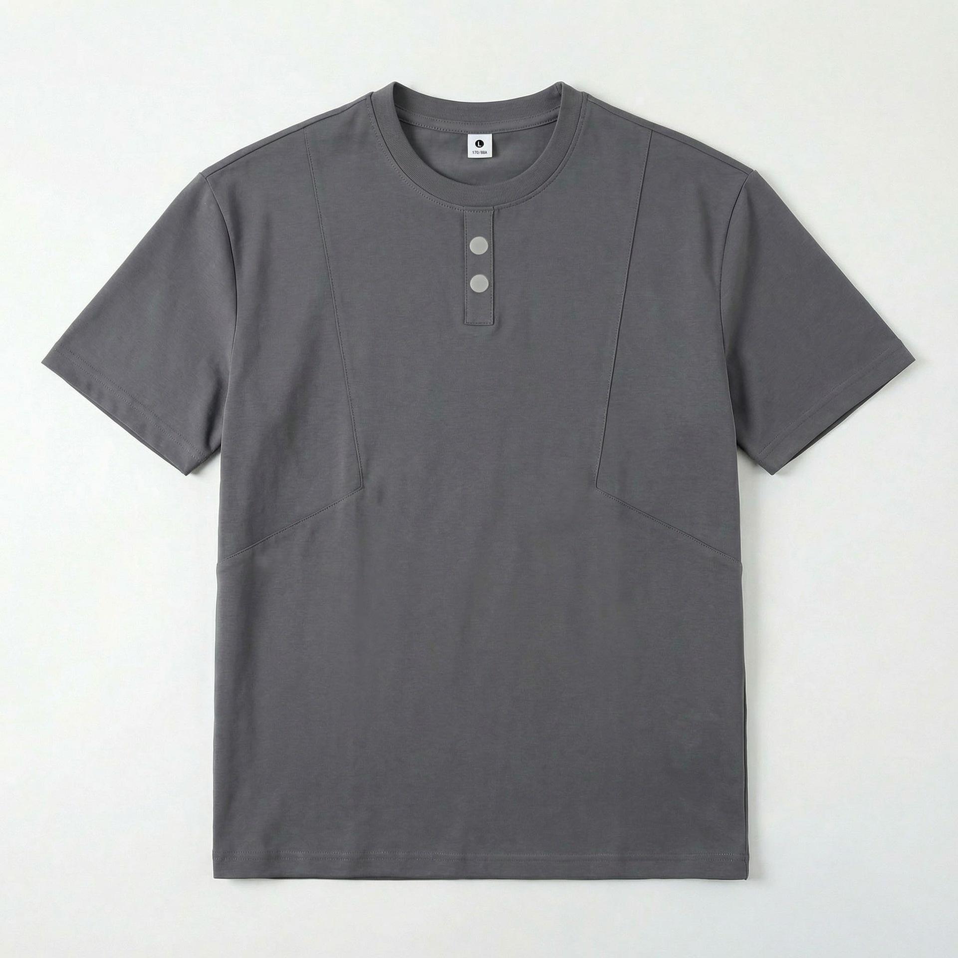 2026 Summer Men s Oversized Silk Blend Buckle T-shirt - Trendy Short Sleeve, 230g 2XL