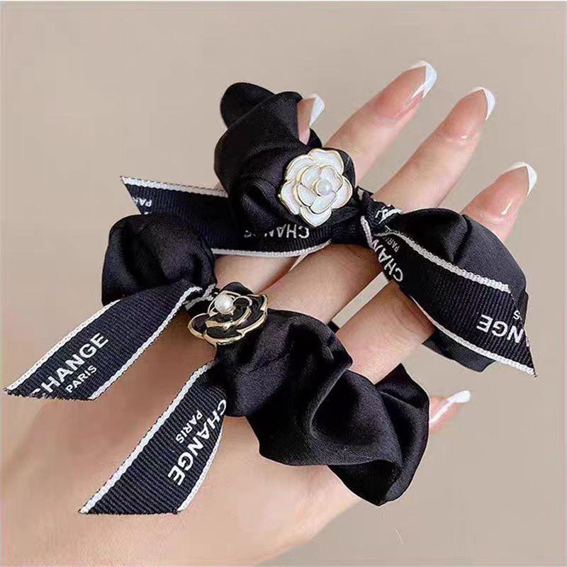 1pc Camellia Small Intestine Hairband Temperament Headpiece New Hair Rope and Elastic Band Female Tie Head Rope Hair Accessory