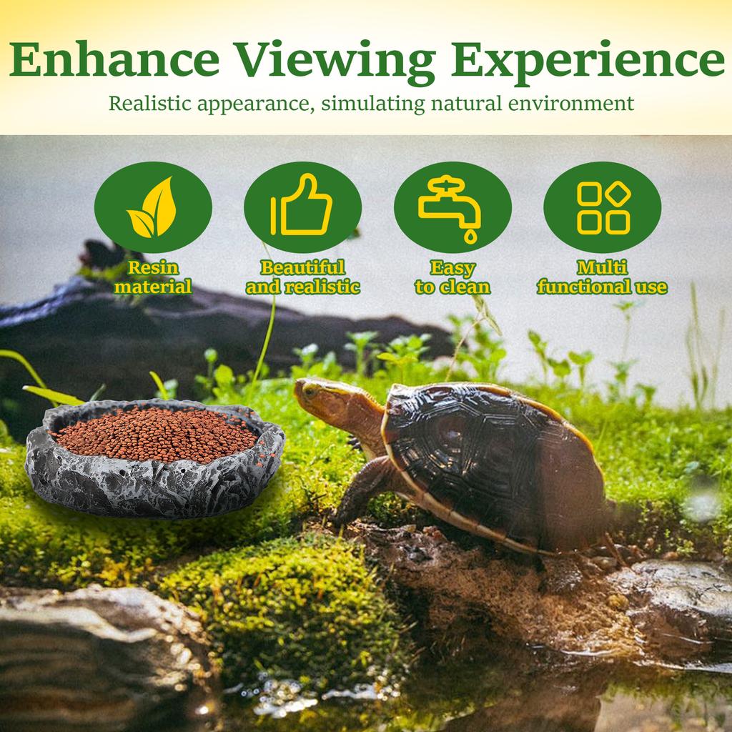 3Pcs Reptile Water Dishes and Food Feeding Bowls Synthetic Resin Anti Rollover Design Stable Base for Various Pet Boxes