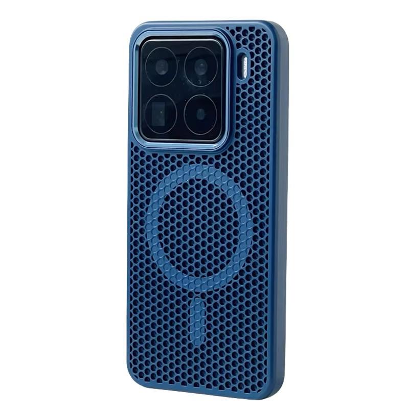 For Xiaomi Mi 15 Ultra 15pro Mi 14 Magnetic Alloy Lens Wireless Charging Cover Hollow Honeycomb Mesh Cooling Magsafe Phone Case