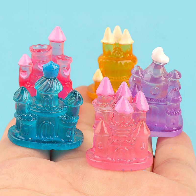Glow-In-The-Dark Decoration Cartoon Castle Micro Landscape Car Decoration Star Princess Castle Diy Resin Accessories