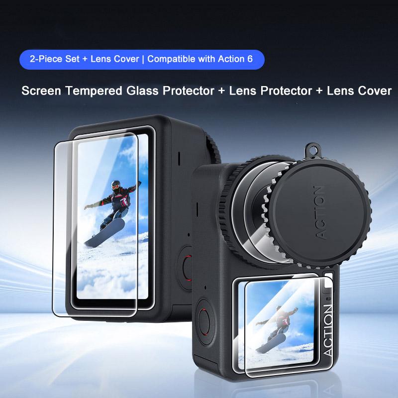 2 Set For DJI Osmo Action6 HD Tempered Glass Screen Protector 99% Light Transmission For DJI Osmo Action6 Camera Easy To Clean