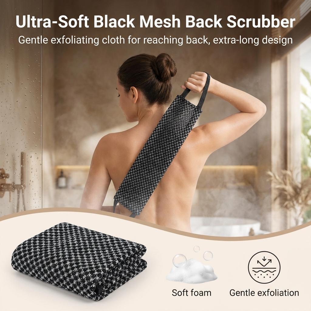 Soft Bath Towel Long Back Scrubber Gentle Skin Care Polyester Fiber