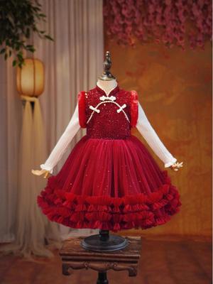 Gezellige Fleece-Gevoerde Jurk met Lange Mouwen en Tutu voor Baby Meisjes – Stijlvolle Winter Prinses Outfit