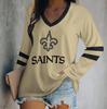 2024 Women's V-Neck NFL Team Long Sleeve T-Shirt with 3D Print Design