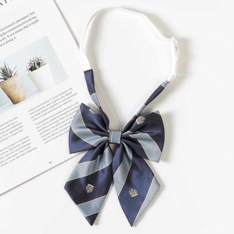 Women's Red Stripe No-Iron Japanese Academy Style Bow Tie Shirt Accessory
