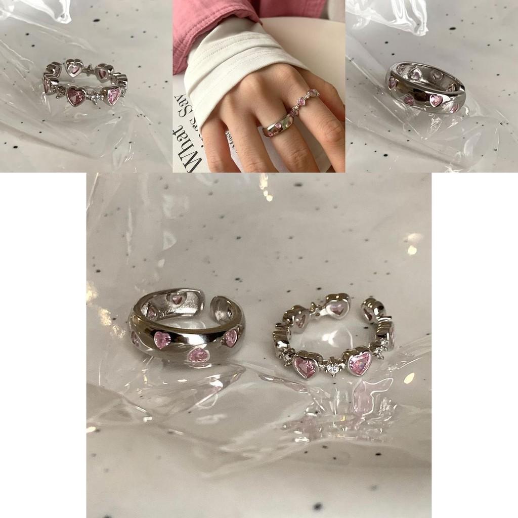 Einzigartiger pinker Herzförmiger Zirkonring Für Damen Stilvoller Verstellbarer Modeschmuck