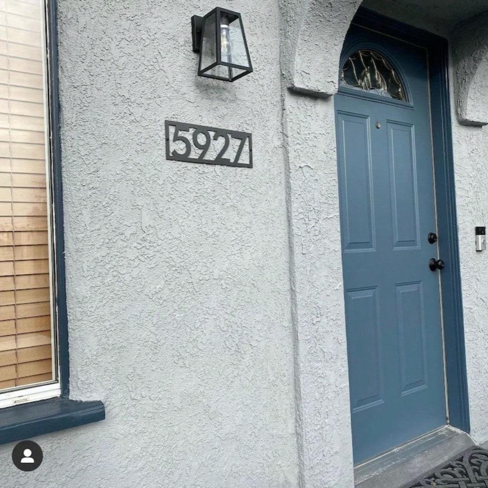 Modern Metal House Number Sign with Frame, Address Plaque for Door, Customizable Numbers A16