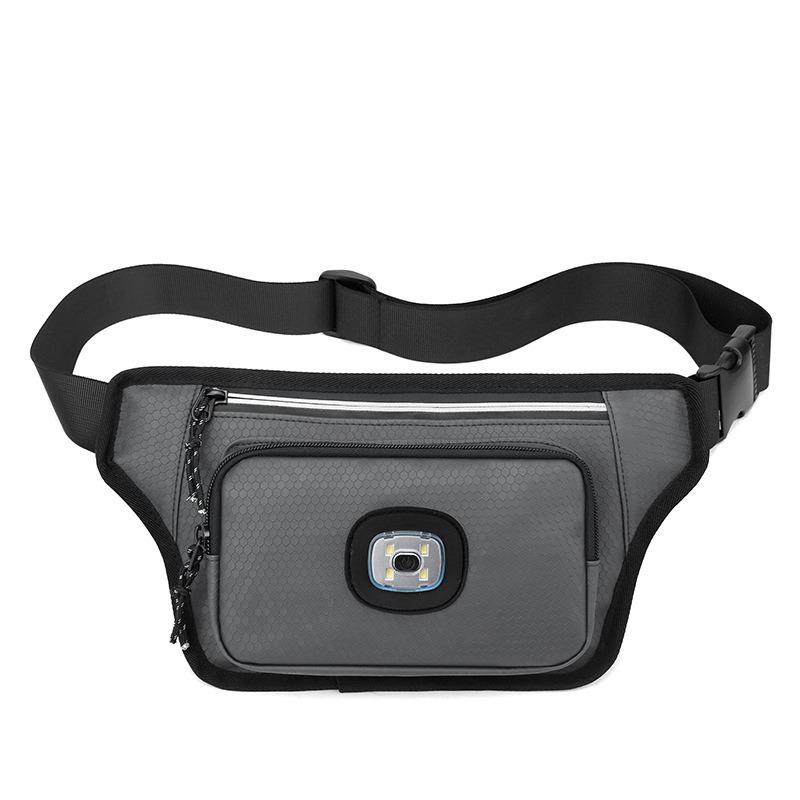 Crossbody bag with light Multifunctional lighting Breast bag Outdoor leisure cycling Sports large-capacity sports fanny pack