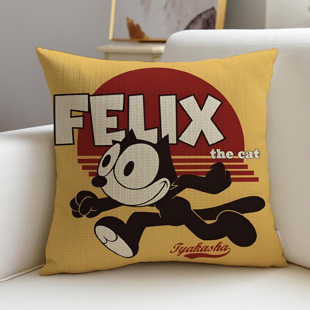 Classic FFelix the CatS Cushion Cover Breathable and skinfriendly linen pillowcase square removable and washable cushion