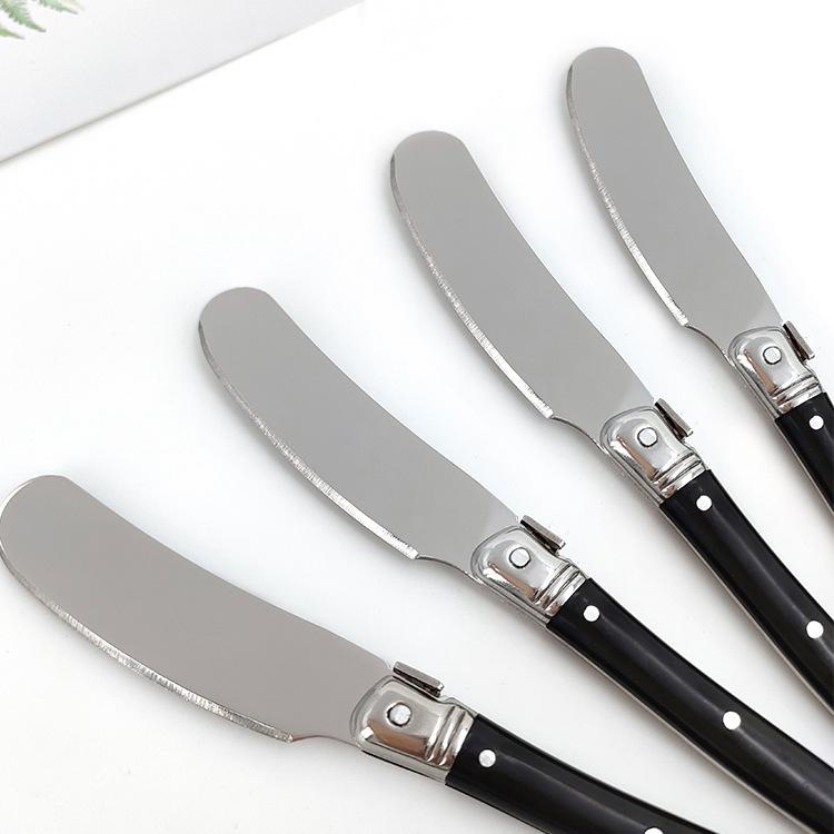 Stainless Steel Cream Knife, Black Plastic Handle Butter Knife, Western Tableware Small Jam Knife
