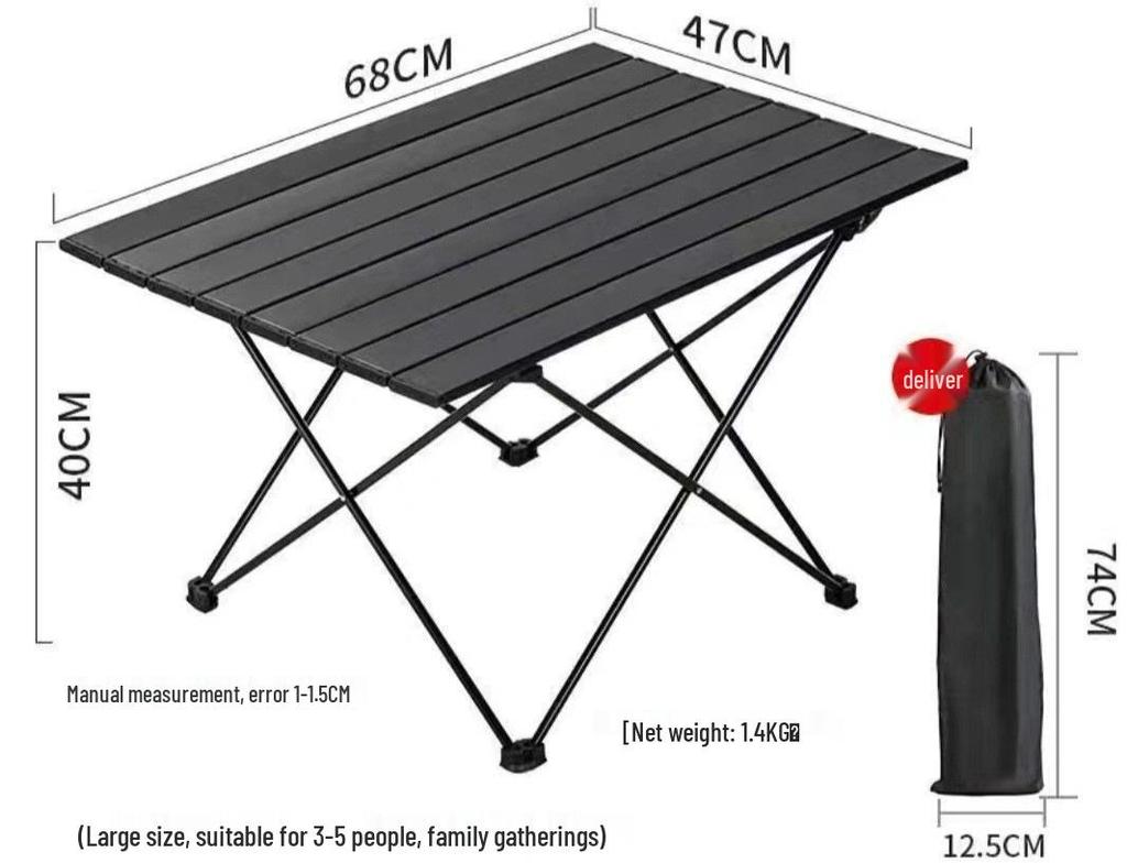 Portable Foldable Roll-Up Iron Camping Picnic Table with Iron Pipe Bracket