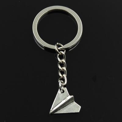 Fashion 30mm Key Ring Metal Key Chain Keychain Jewelry Antique Bronze   Plated Paper Airplane Plane 18x17mm Pendant