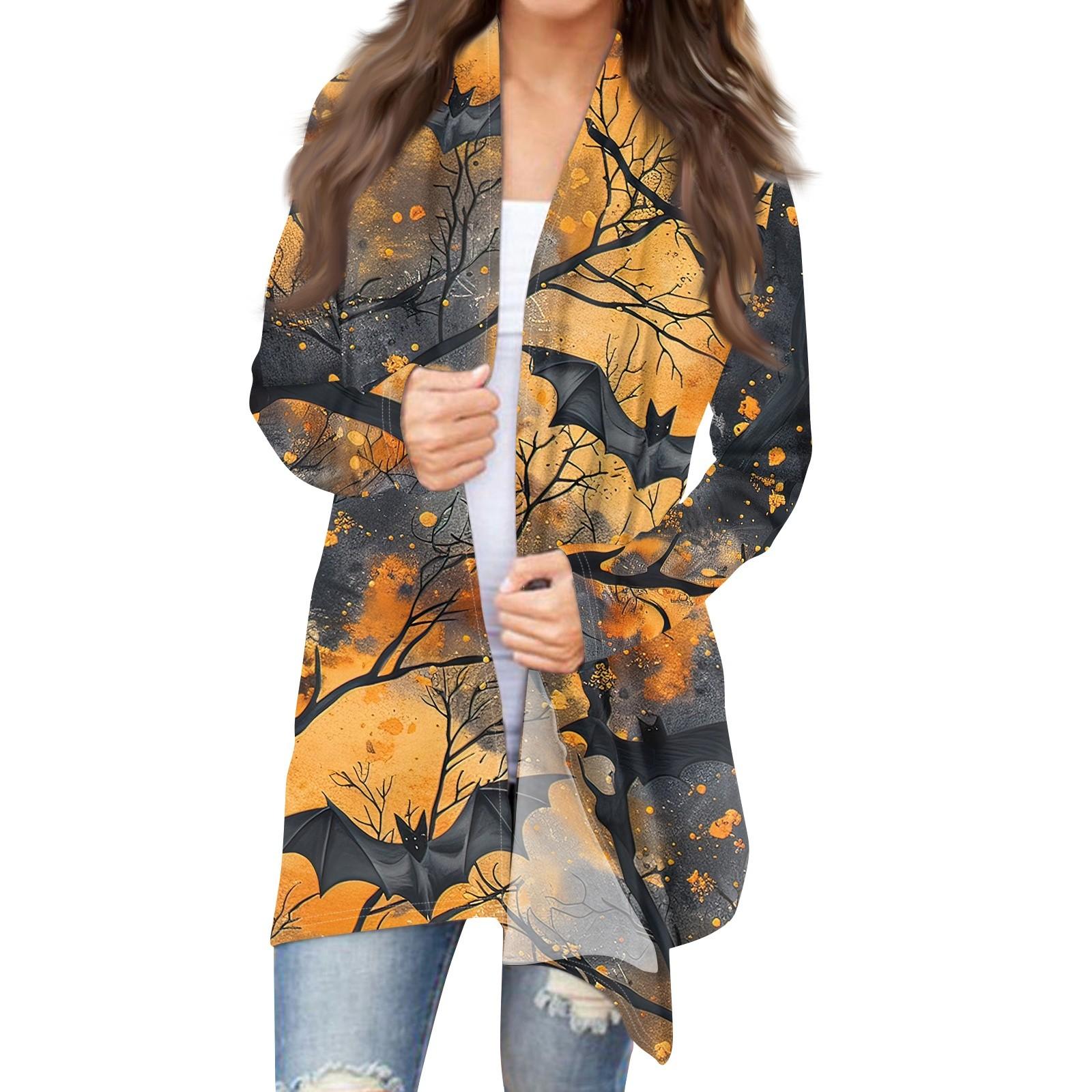 

Женский кардиган с длинным рукавом спереди и принтом на Хэллоуин, легкая куртка XXXL