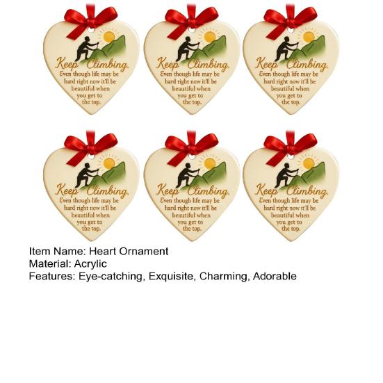Keep Climbing Heart Ornament Inspirational Heart-Shaped Rock Climb Hanging Ornament for Xmas Tree Keepsake