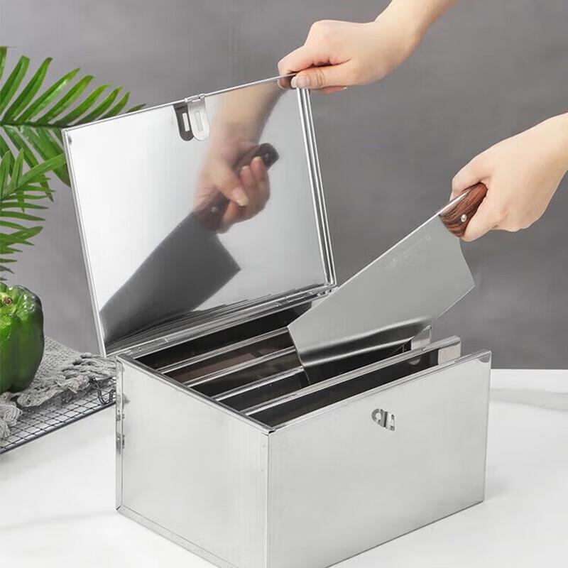 Stainless Steel Magnetic 5-Slot Knife Holder with Lid