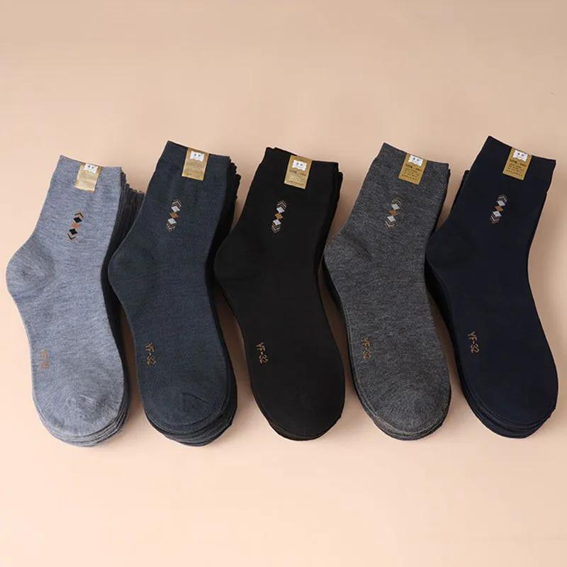 1/5/10 Pairs Men'S Fashion Thickened Socks Four Seasons Leisure Breathable Deodorant Mid Tube Cotton Socks For Male High Quality