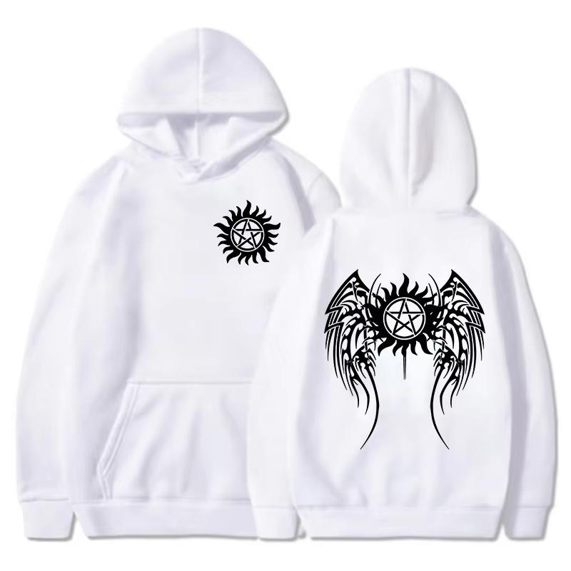 Autumn and Winter New Fashionable Hoodie Fun Supernatural Crow Wings Printed Harajuku Men's and Women's Long Sleeve Warm Hoodie