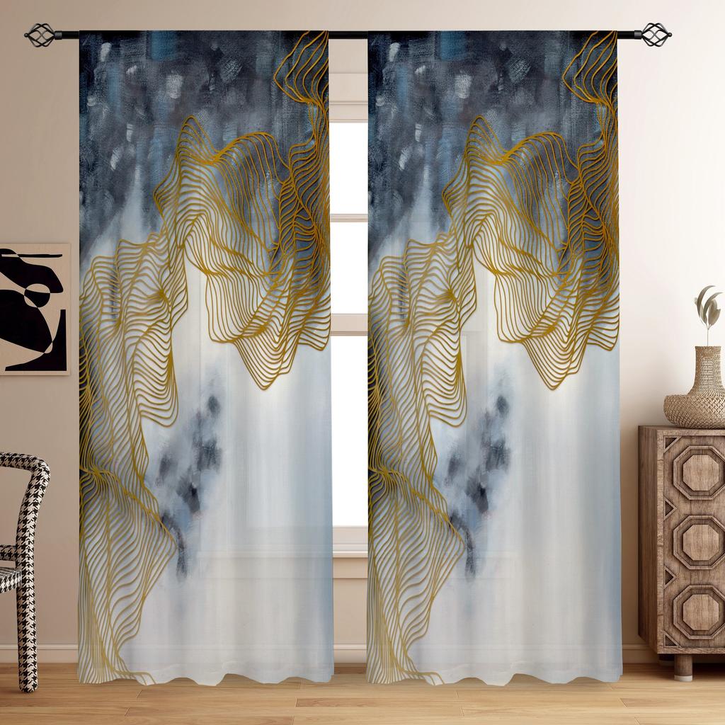 2pcs Marble Pattern Curtain Decorative Window Drape Window Treatments For Bedroom Living Room Office  Home Decoration Room Decor