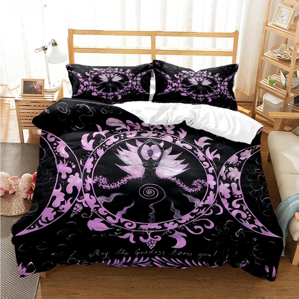 Triple Moon And Pentagram Duvet Cover Comforter Bedding Sets Soft Quilt Cover And Pillowcases For Teens Single/Double/Queen/King