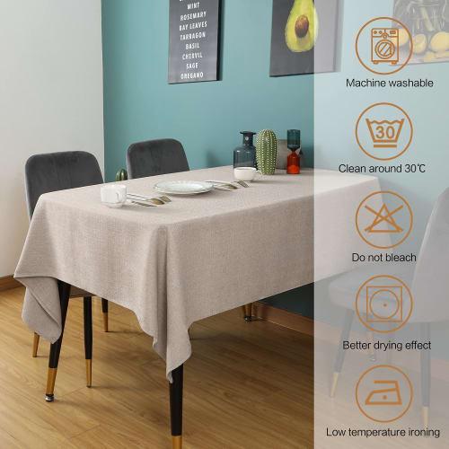 SEASHORE TREE Tablecloth, Stylish, 140x180cm, Linen-like, Dining Table Mat, Table Protection, Water-Repellent, Waterproof, Thick, Solid White, Washabl