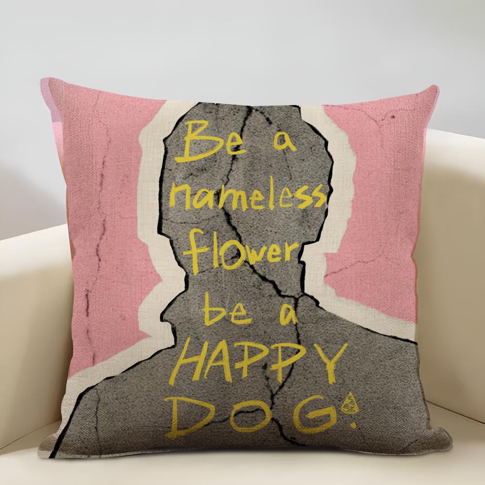 Classic lines Cushion Cover Household Decoration Linen Sofa Cushion Cover: Skin-Friendly & Breathable with Invisible Zipper