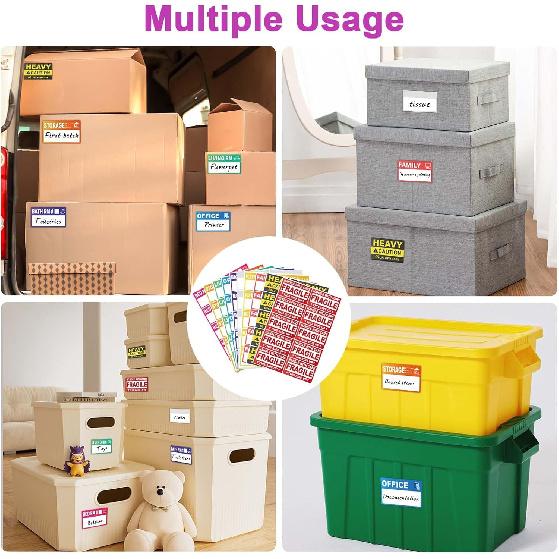 440 Count 3.5" x 2" Large Home Moving Packing Labels for 3-4 Bedroom House, 10 Color Coded Moving Stickers for Boxes with Large Writable Area,