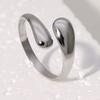 Women Finger Ring Minimalist Geometric Design Adjustable Fit Open Ring Stainless Steel Texture Stacking