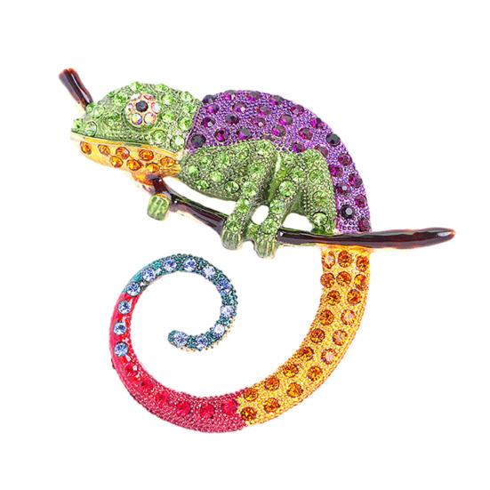 

Brooch Versatile Lizard Gecko Pin Sparkling Rhinestones Inlaid Glossy Fade-Resistant Finish Badge Sweaters Scarves Handbags Hats Accessories