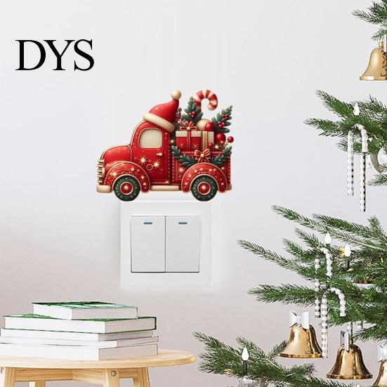 Easy Peel And Stick Wall Art Christmas Switch Stickers, Removable Santa Claus/Puppy/Reindeer/Elf/Pickup Truck Light Self Adhesive Festive Stickers