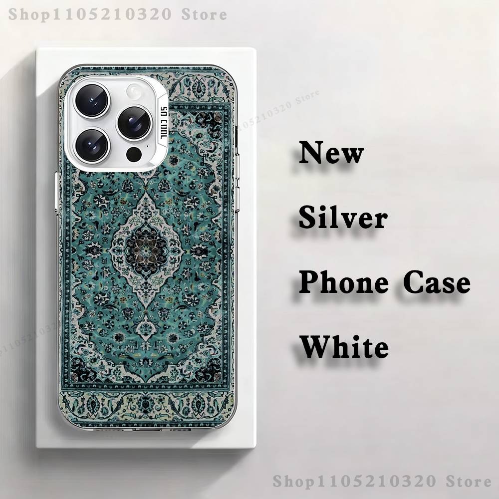 

Arab Persian Carpet Floral Phone Case For iPhone 17,16,15,14,13,12,11,Pro,Max,Plus,Mini,XS,SE Anti Fall White Matte Hard Bumper iPhone13PRO