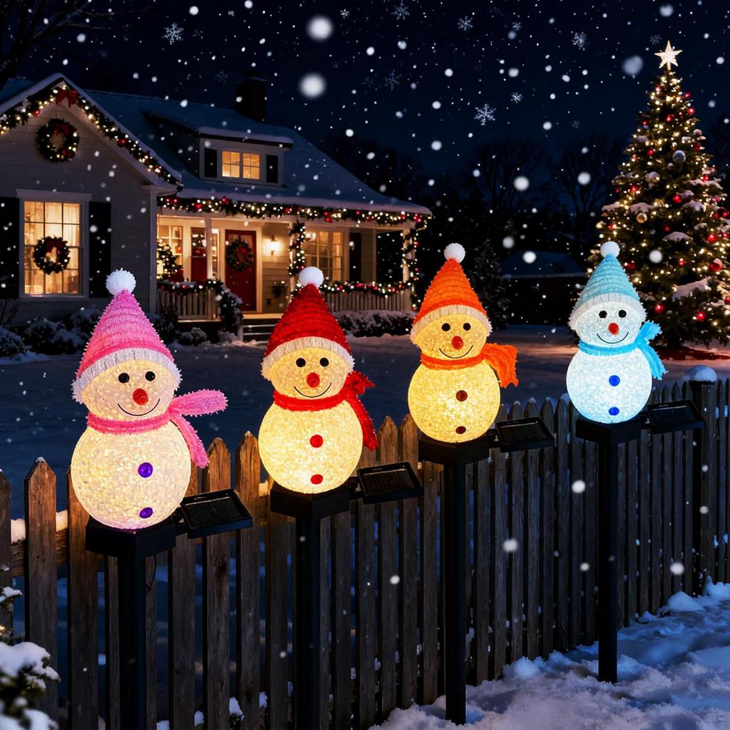 Solar Snowman Christmas Decoration Garden String Lights – Waterproof Outdoor Decorative Lighting
