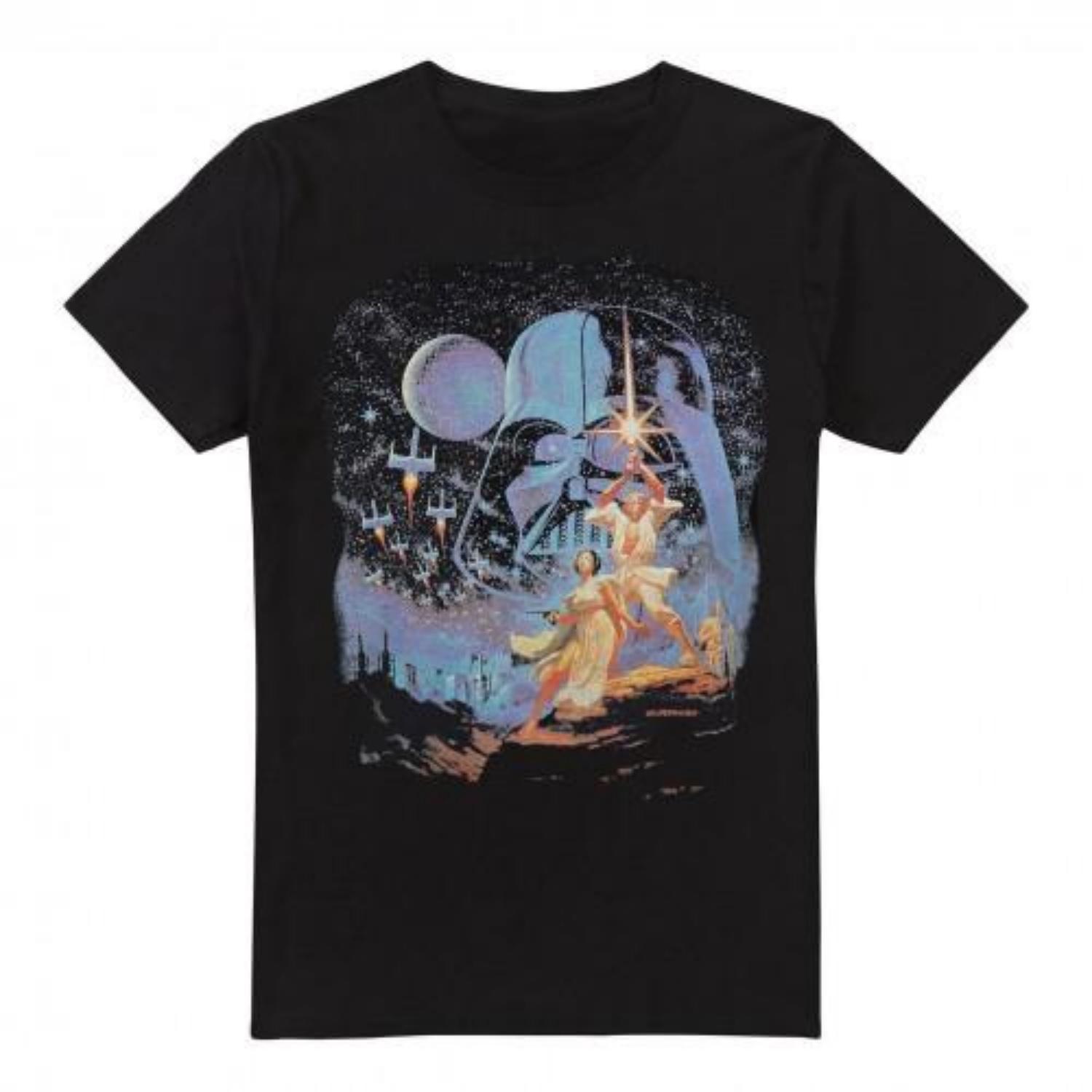 STAR WARS Mens Retro Poster T-Shirt S чёрный
