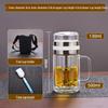 High Temperature Resistant Large Capacity Glass Tea Cup with Infuser, Double-Walled, Heat Insulated, and Portable Borosilicate Glass.
