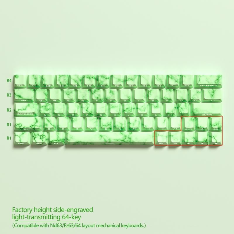 64/74Key Side Print Translucents Keycaps Emerald Theme Original Profile Sublimations Backlit Keycap for Mechanical Keyboards