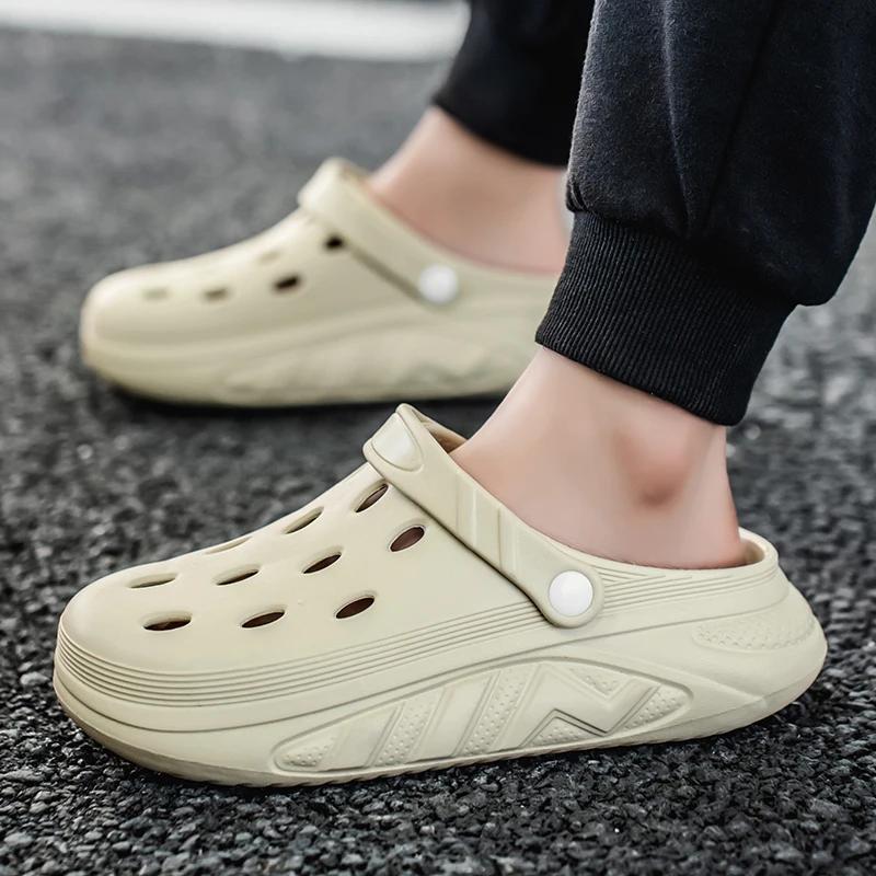 Men's Thick Soled Clogs Slippers Sandals Outdoor House Slippers Man Clog Garden Shoes Comfortable Men's Sneakers Beach Sandals