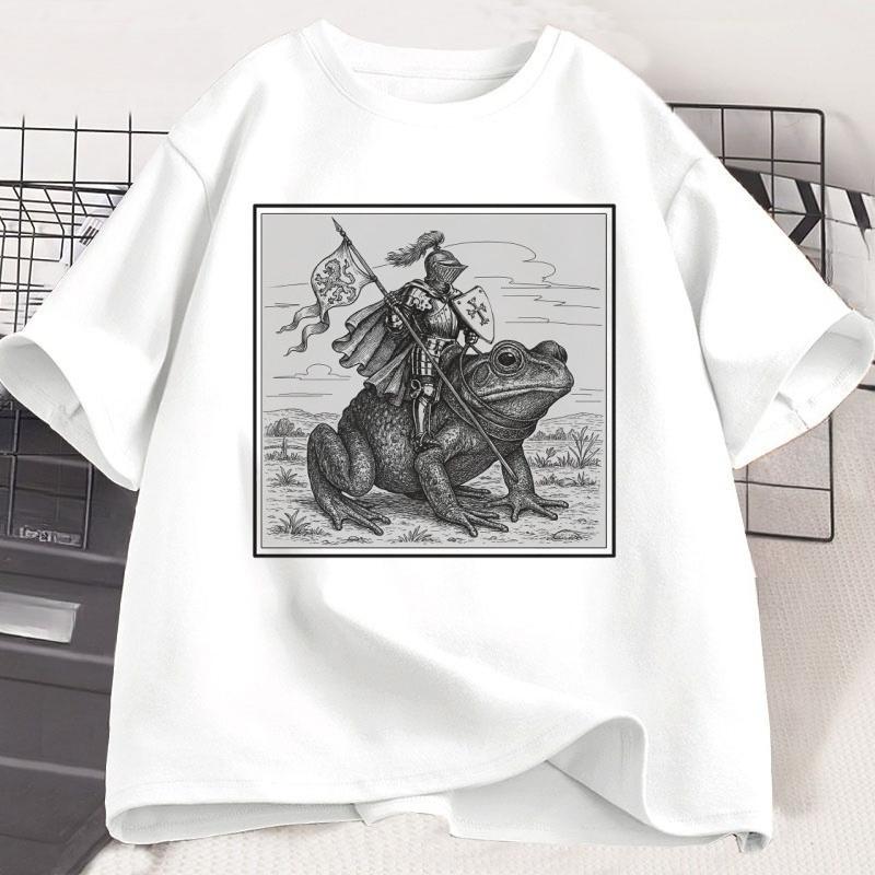 Vintage Medieval Knight T Shirt Funny Frog Knight Rider Tshirt Fashion Cotton Crew Neck Shortsleeved Top Unisex WOMEN Clothes