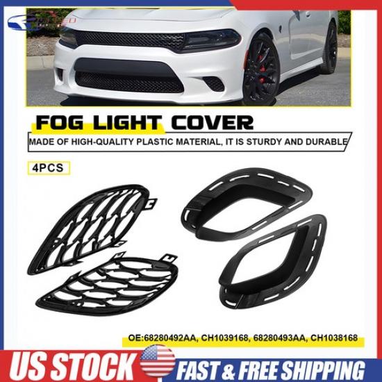 Front Bumper Fog Lamps Cover Grille Brackets Fit 15-17 Dodge Charger 68280493AA