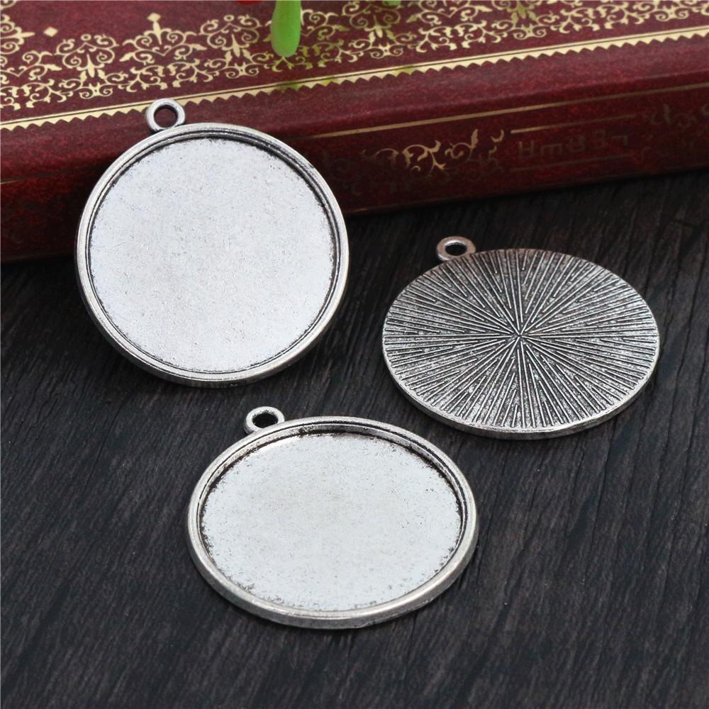 10pcs 25mm Inner Size Antique Silver Plated Square Cabochon Base Cameo Setting Charms Pendant For 10 mm Leather Bracelet