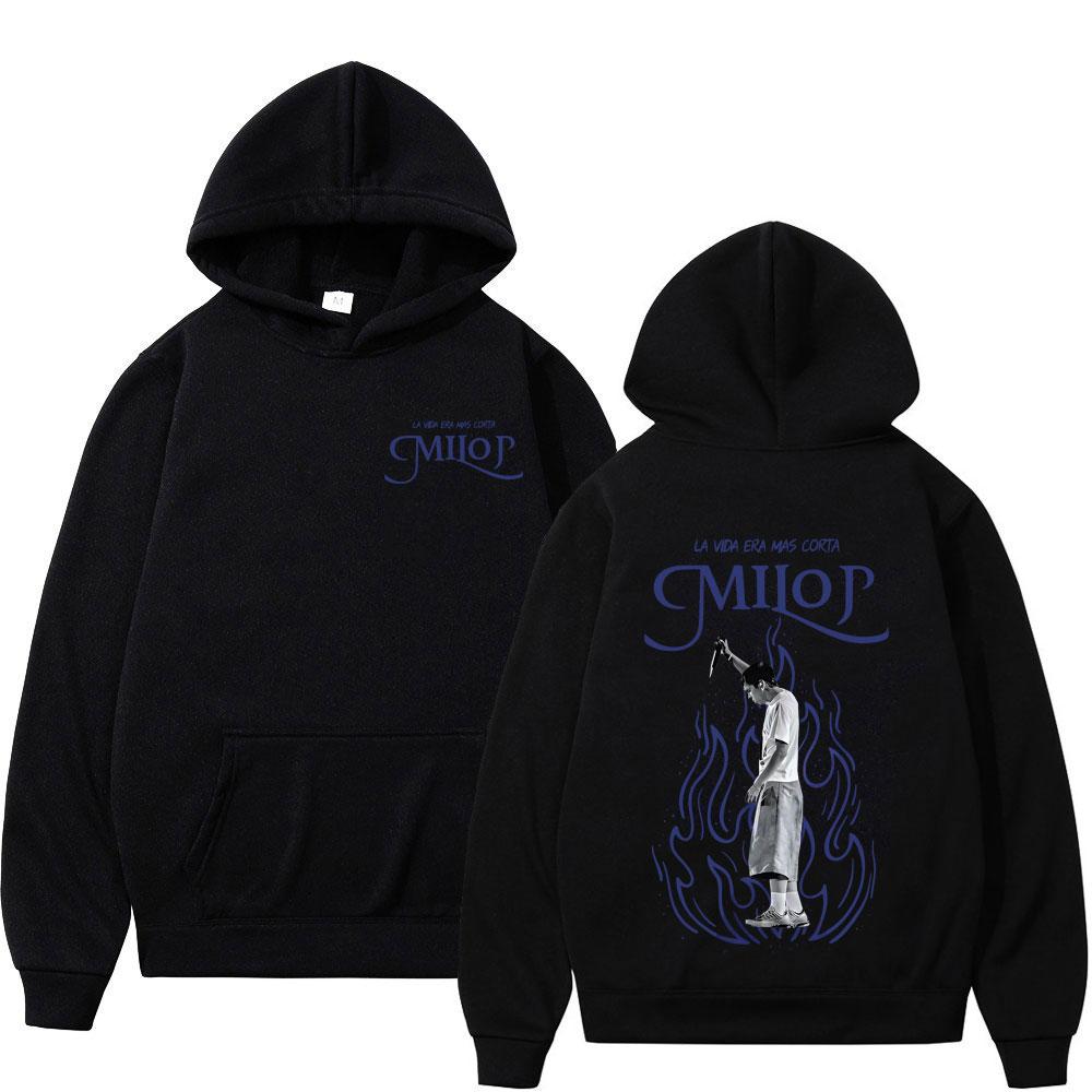Rapper Milo J La Vida Era Mas Corta Album Tour 2026 Print Hoodie Unisex Hip-hop Sweatshirts Oversized Casual Fashion Pullover