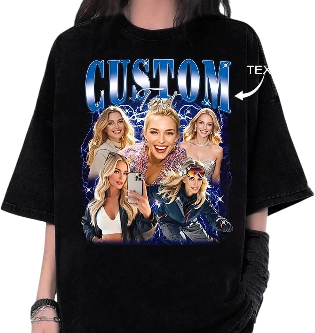 

PrintPrime Customizable Bootleg Tee, Retro 90s Rap Graphic T-Shirt, Vintage Style Streetwear, Personalized Design S чорний