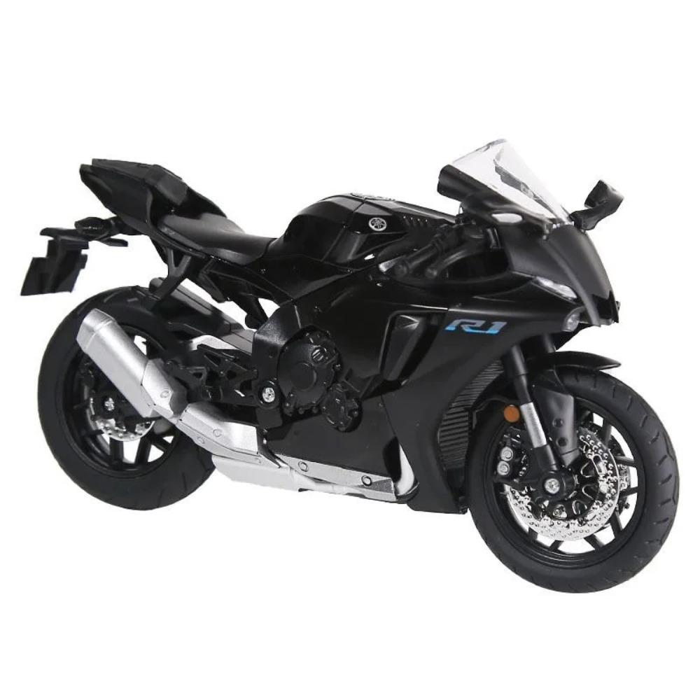 

1:12 Yamaha YZFR1 Литой из сплава Модель мотоцикла Игрушечный транспорт Коллекция Звук и свет Внедорожный Автоцикл Игрушки для мальчиков Автомобиль чёрный