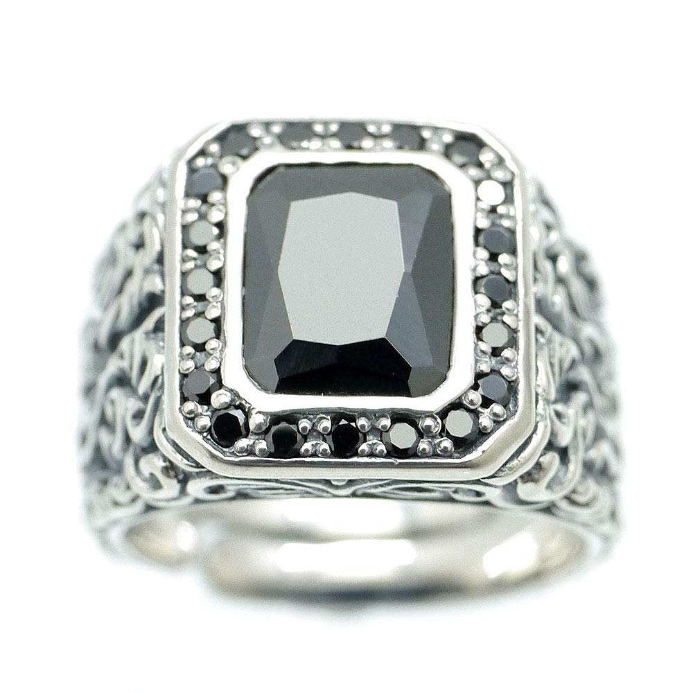 

Кольцо с квадратным ониксом из серебра 925 пробы, размер A2, свободное кольцо [Silver One] для мужчин