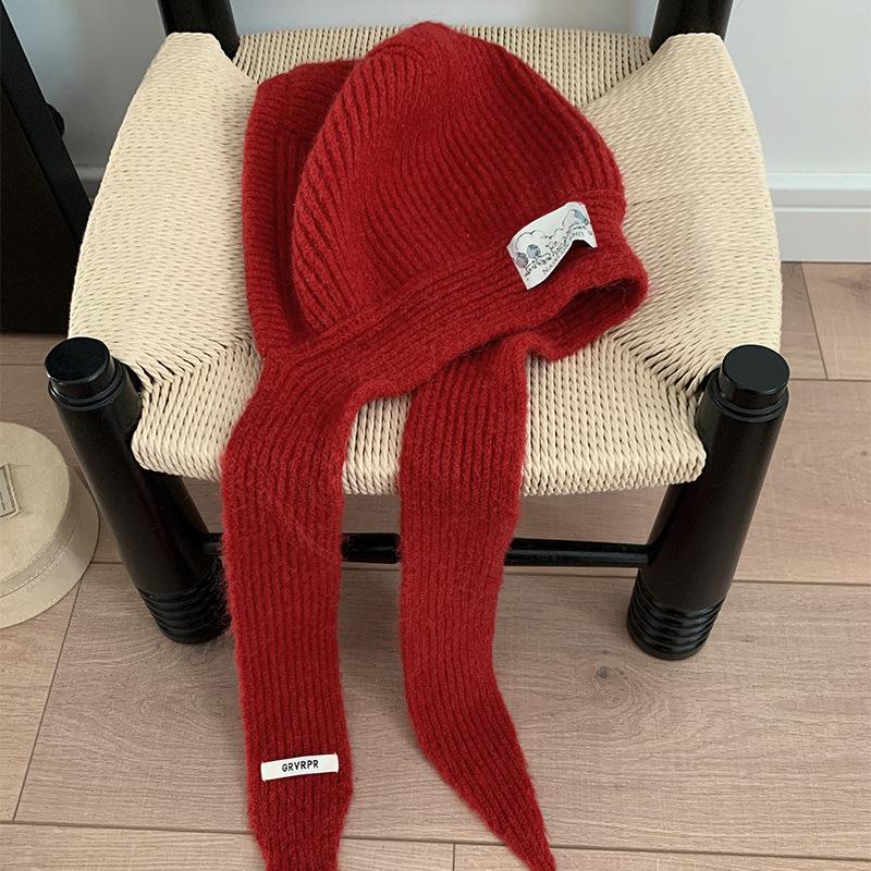 

Женская зимняя теплая защита ушей шерстяная шапка шарф вязаная шапка-пуловер M（56-58cm）