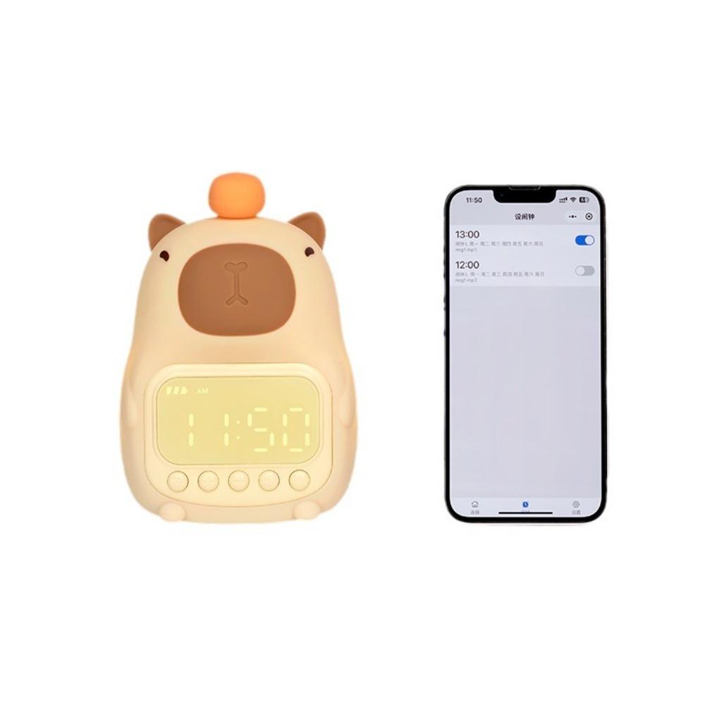 USB Rechargeable Capybara Night Light Charging Bedside LED Clock Capybara Alarm Clock Living Room