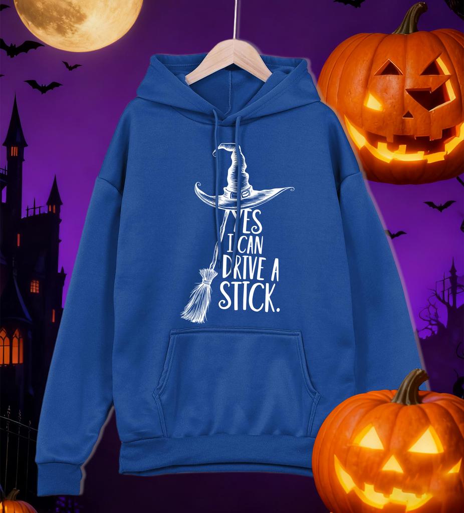 Happy Halloween Broom Hat Printing Men Hoodies All-Match Casual Pullovers Autumn Fleece Hoodie Loose Pocket Male Streetwear