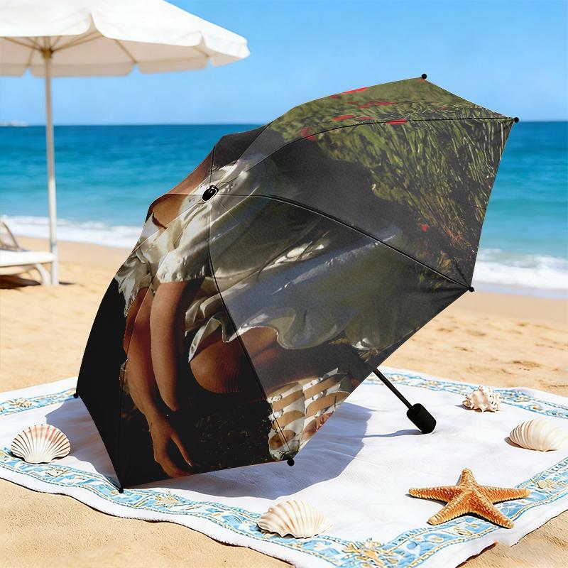 1pc Ayliva Tour Poster Umbrella Portable Folding Umbrella Iron Frame Hole Bone Structure Outdoor Home Umbrella