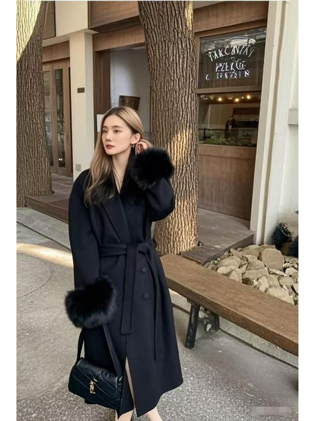 2025 Women's Short Fox Fur Wool Coat - Double-Sided Bathrobe Style