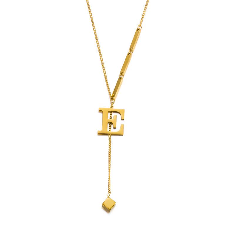 Stainless Steel Letter Necklace with Long Tassel Pendant for Women